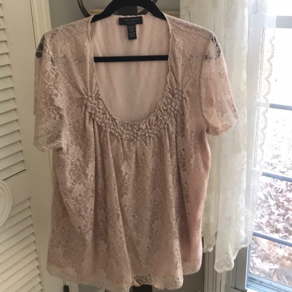 Cable &Gauge NWOT. rose-colored lined blouse. 1X
